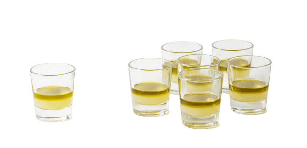 1 Shot Solio vs. 6 Shots herkömmliches Olivenöl — gleiche Polyphenolmenge