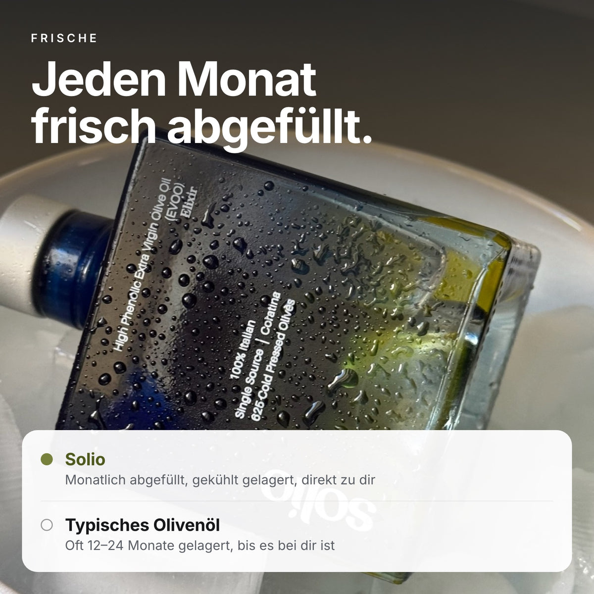 Solio — Hochpolyphenoles Olivenöl aus Apulien (954 mg/kg)